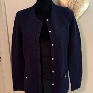 Karl Lagerfeld Navy Cardigan with Pearl Buttons